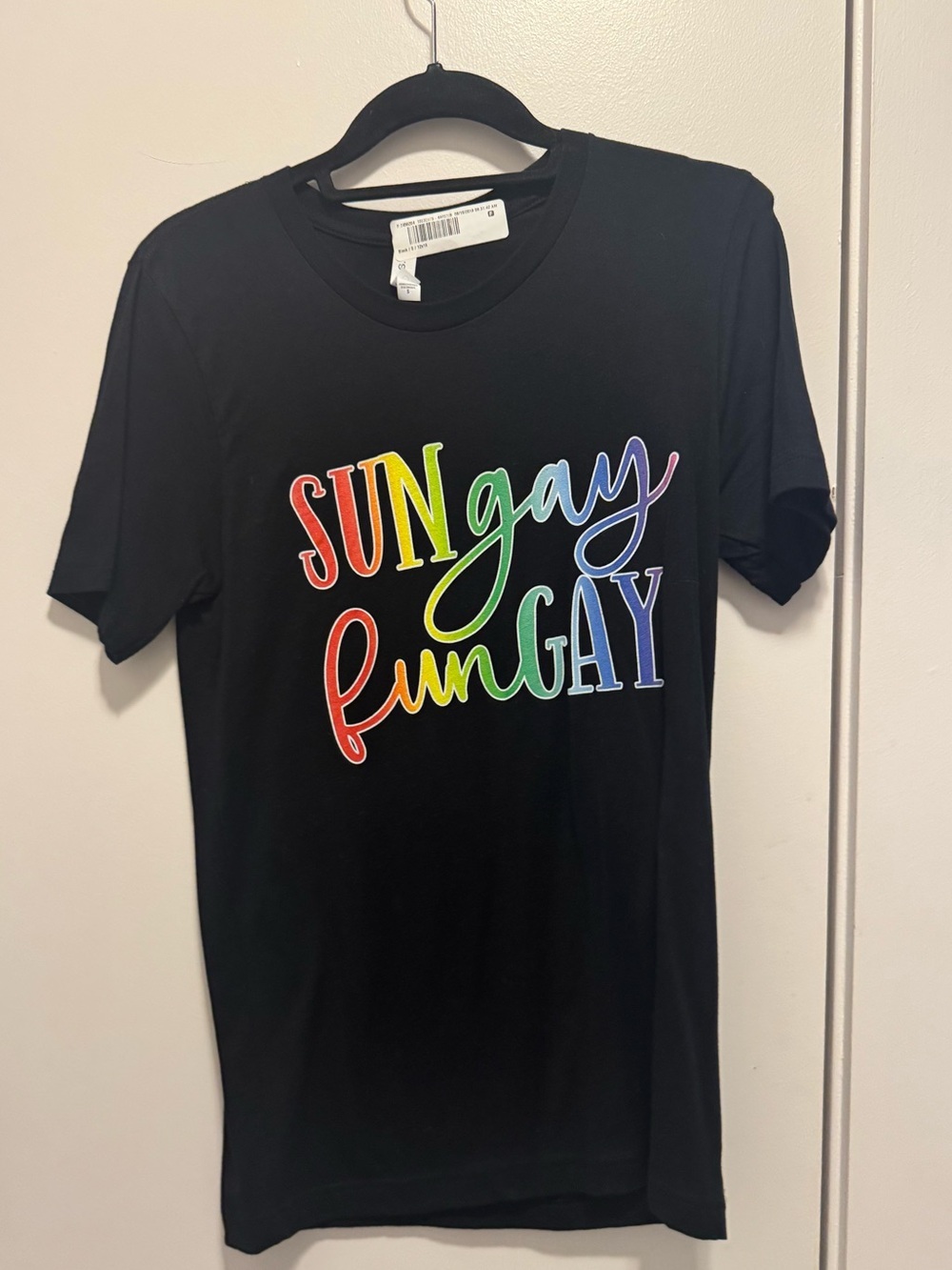 SunGay FunGay Adult Small Pride Shirt – Rainbow LGBTQ+ Graphic Tee for Pride Mon